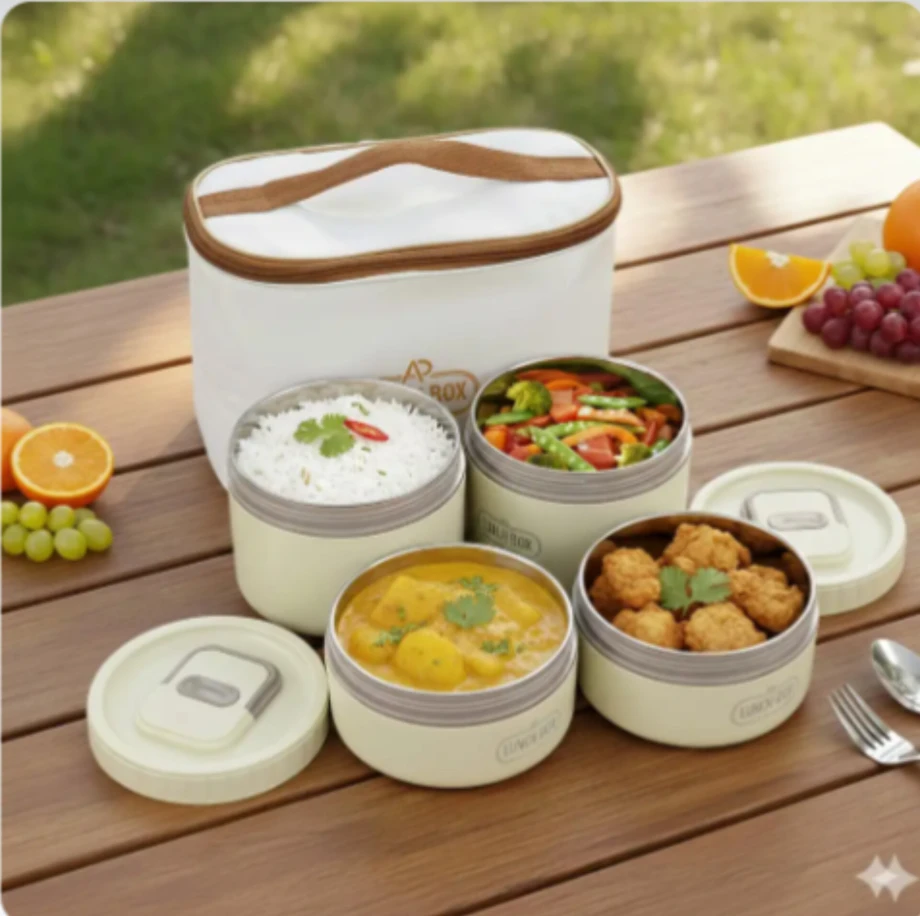 4 Layer lunch Box set (4 PCs+free carry bag)